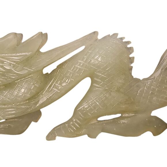 Vintage Jade Jadeite Dragon 5 in Long Green Decorative Figurine Chinese Celadon - Picture 8 of 11